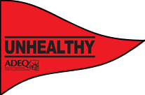 Air quality is or could be unhealthy and is forecast to be above the federal health standard.